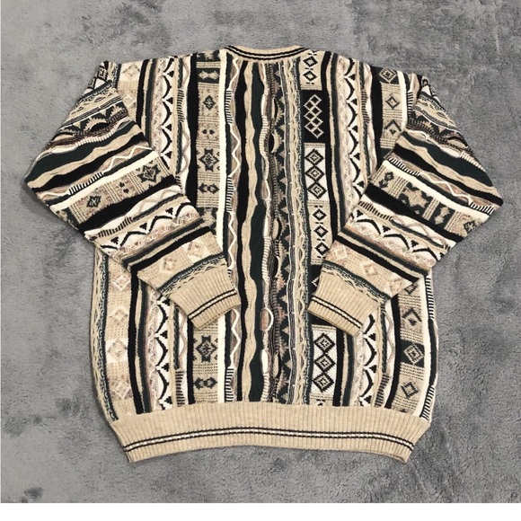 Florence Tricot Other - Men's Beige and Black Patterned Sweater